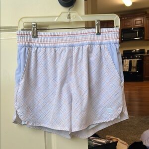 K-Swiss Light Blue, Orange and White Athletic Shorts